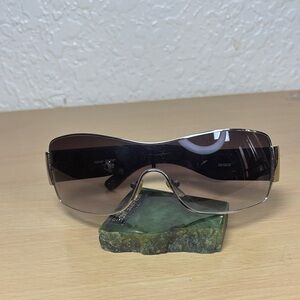 Rimless Shield Sunglasses with Brown Gradient Lenses
